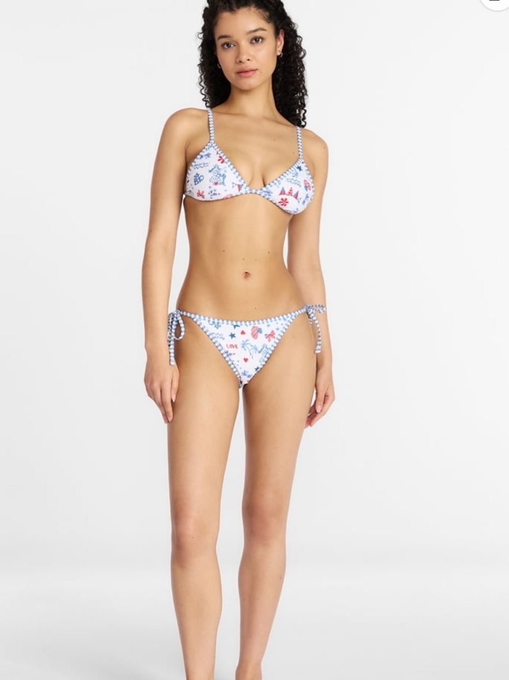 New no boundaries reversible Floral red  Print Tie-Side Triangle Bikini Set xl